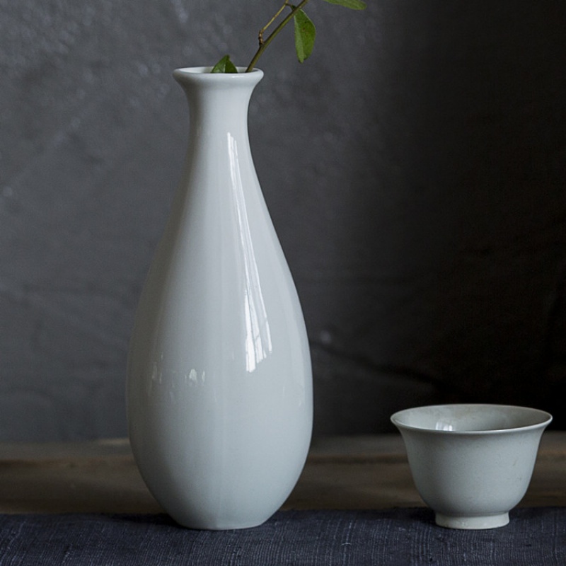 玉净瓶茶道插花器家居摆件德化白瓷陶瓷小花瓶观音瓶供佛禅意花瓶 三维工匠 观音滴水瓶白色高清大图