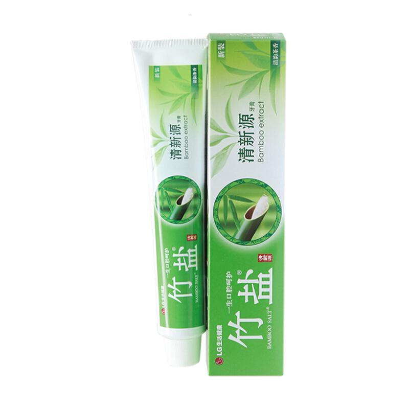 竹盐牙膏LG竹盐清新源清韵茶香牙膏150g清新口气固齿防蛀 150g