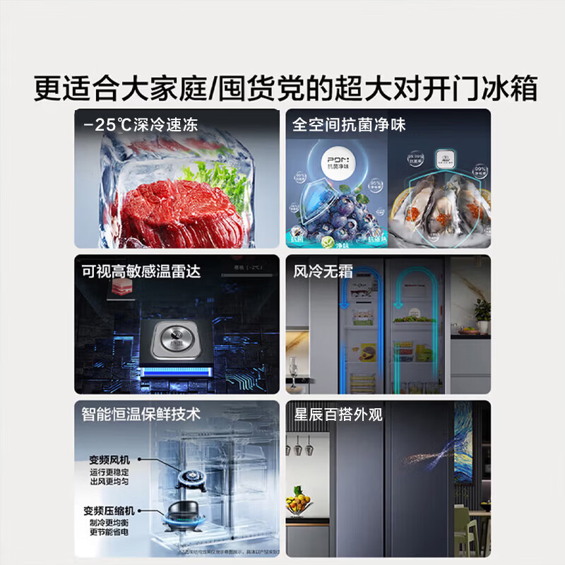 海信冰箱 BCD-611WFK1DPQ 双开门冰箱一级节能无霜超薄冰箱大容量611升变频电冰箱高清大图