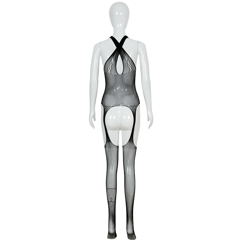 九里晴川情趣睡衣露臀开裆连身网袜性感紫惑激情女用情趣分销 九里晴川WY083[无裆连体网衣-紫] 均码高清大图