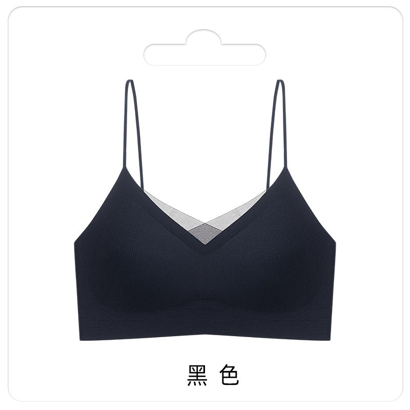 猫人细肩带内衣夏季薄款美背一字无痕抹胸吊牌背心一体式聚拢文胸