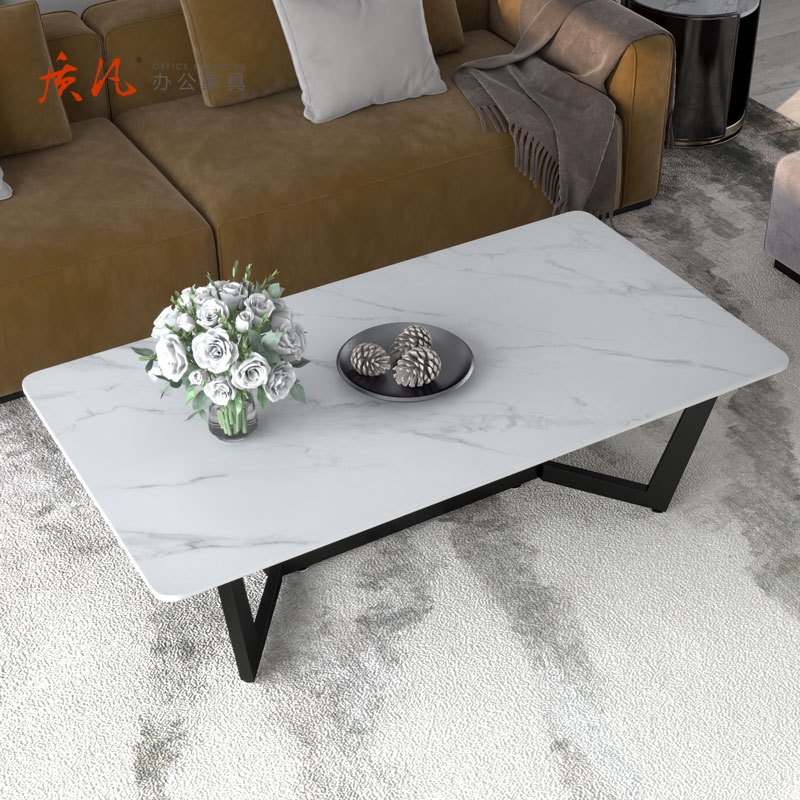 苏宁 质凡 办公家具轻奢北欧长方形岩板茶几120*60*40cm颜色备注高清大图