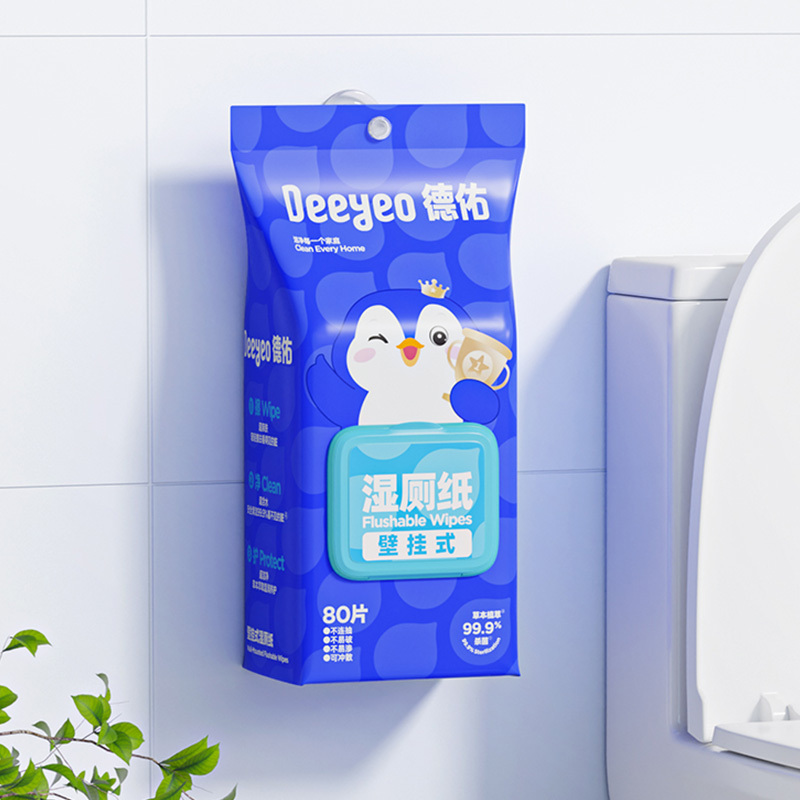 德佑湿厕纸80片*3包壁挂式企鹅款2007DYWP136(包装随机)高清大图