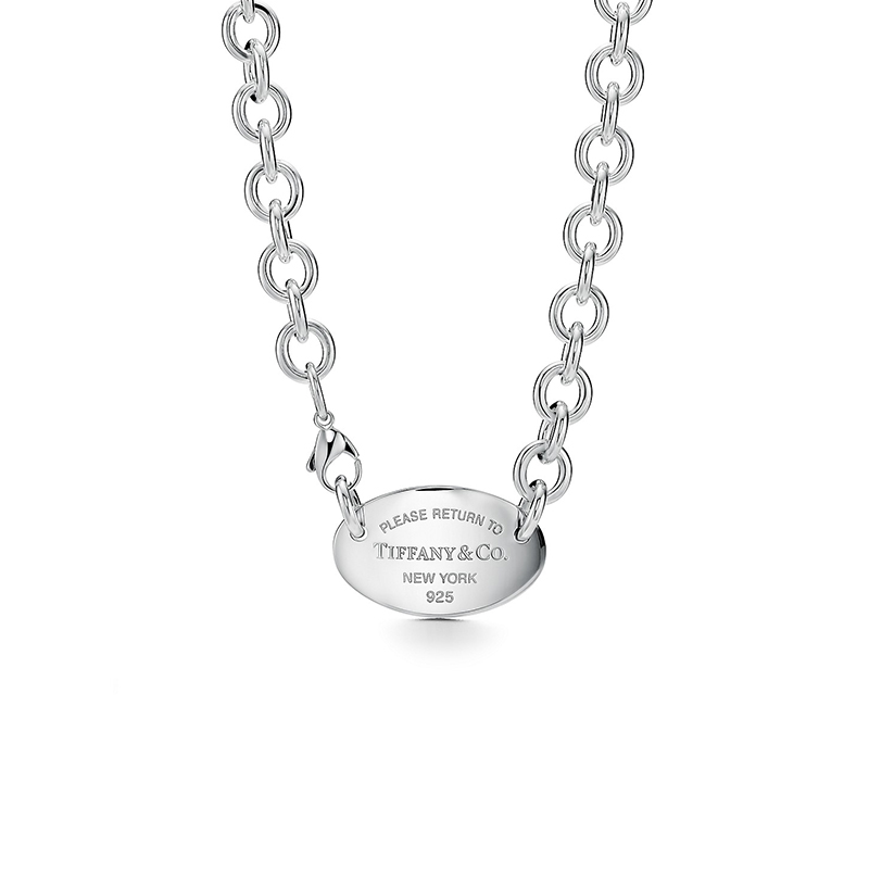 tiffany & co./蒂芙尼女士饰品925银简约椭圆形特大号吊饰项链
