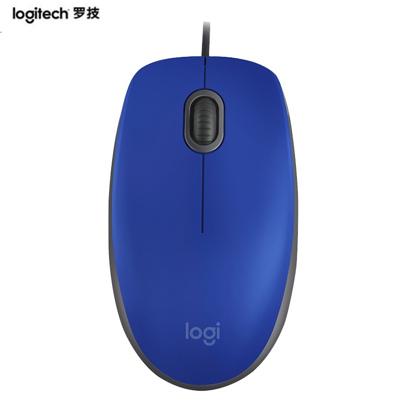 罗技（ Logitech） M110 有线静音鼠标USB笔记本台式电脑游戏家用办公光电男女左右手 蓝色 三年质保