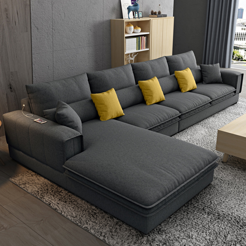 驰友chiyou现代简约小户型北欧轻奢l型沙发布艺沙发客厅科技布沙发