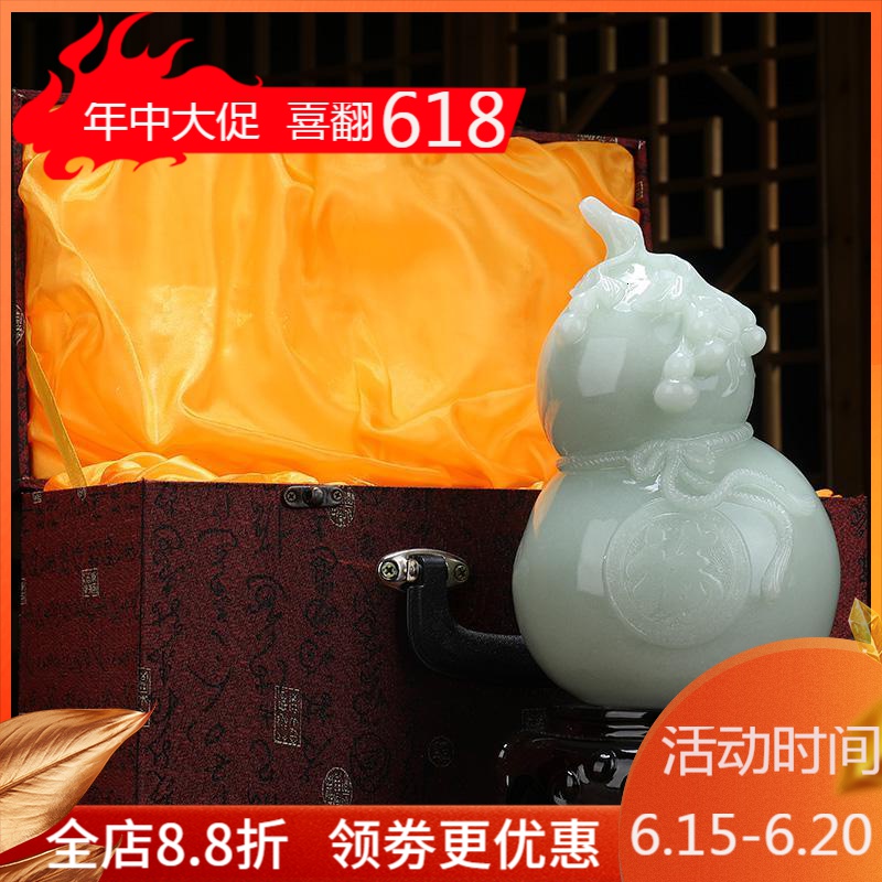 玉石葫芦摆件风水家居客厅玄关酒柜电视柜装饰品乔迁新居礼品_176_857
