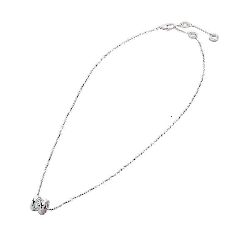 bvlgari宝格丽bzero1系列18k金白金满钻小蛮腰弹簧项链351117