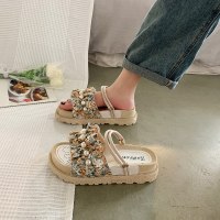 小众时装仙女晚晚风凉鞋女夏季平底2021年新款大学生软底淑女厚底