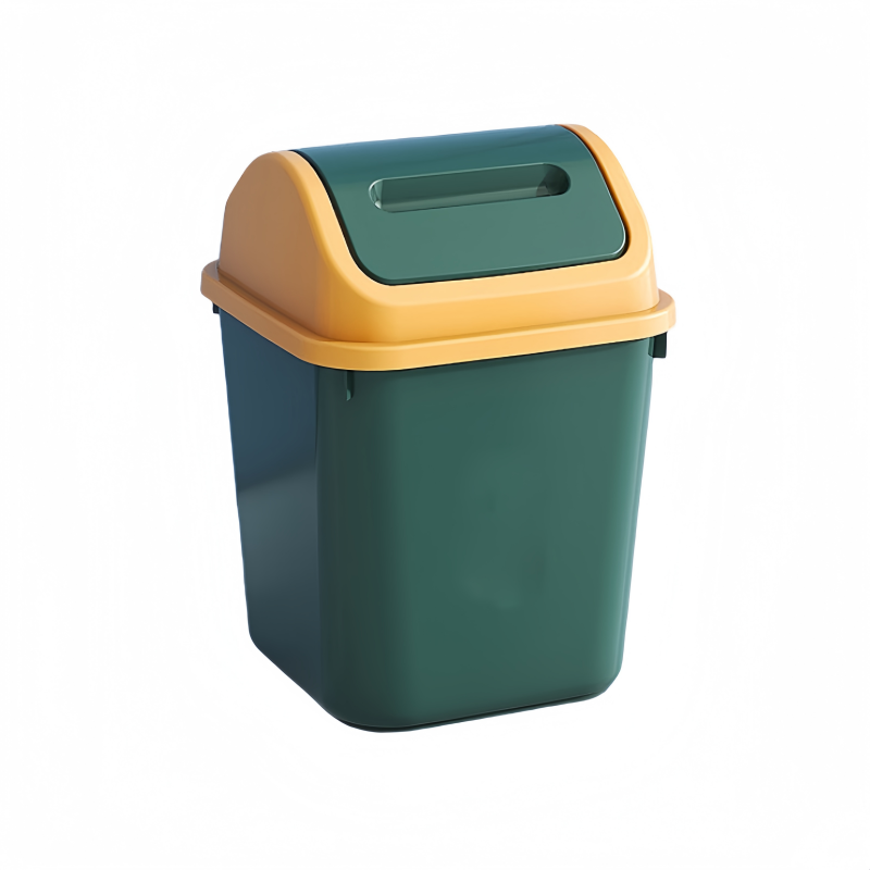 凡礼格方形摇盖垃圾桶 绿色中号