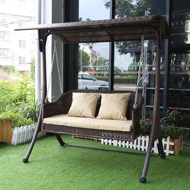 户外秋千双人摇椅吊篮室外庭院阳台家用吊椅铁艺藤编秋千椅吊床巴拿马
