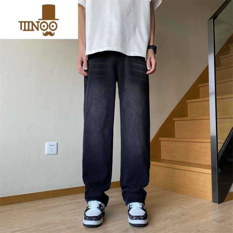 YANXU高街美式vibe拉链牛仔裤男款宽松休闲复古痞帅设计感直筒长裤子拉高清大图