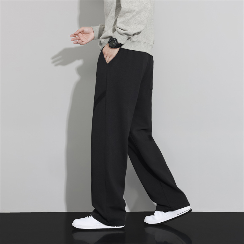 秋冬新品休闲裤男宽松直筒百搭时尚潮牌系带高级感高街阔腿裤男装高清大图