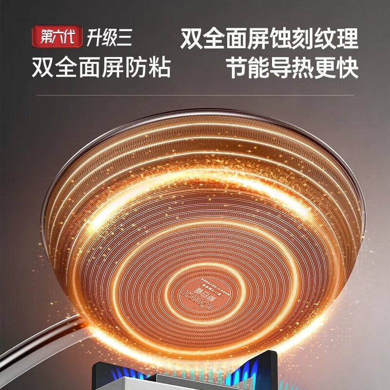 康巴赫 (KBH)第六代炒锅不粘锅抗菌不锈钢家用炒菜锅红点感温 KGH-C32A[六代双蜂窝锅] 32cm高清大图