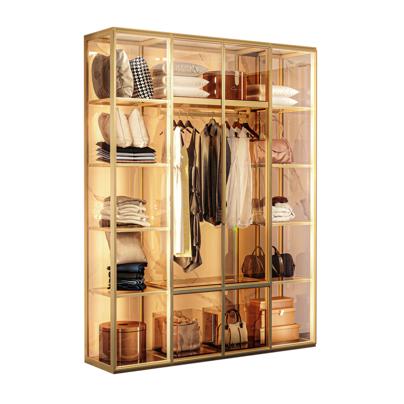 [三门衣柜]可定制玻璃衣柜现代简约卧室家用衣帽间