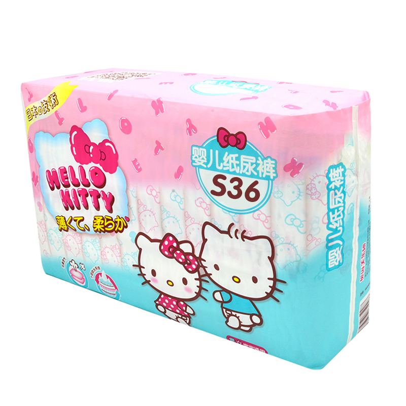 贝因美HELLOKITTY 薄柔瞬吸干爽婴儿纸尿裤S码36片 倍柔亲肤特小号尿不湿S 尿片