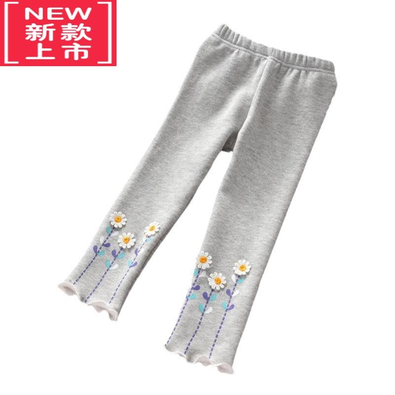 可莉允女童薄绒裤子2022秋冬款小童修身铅笔裤外穿宝宝一体绒保暖打底裤保暖裤图片