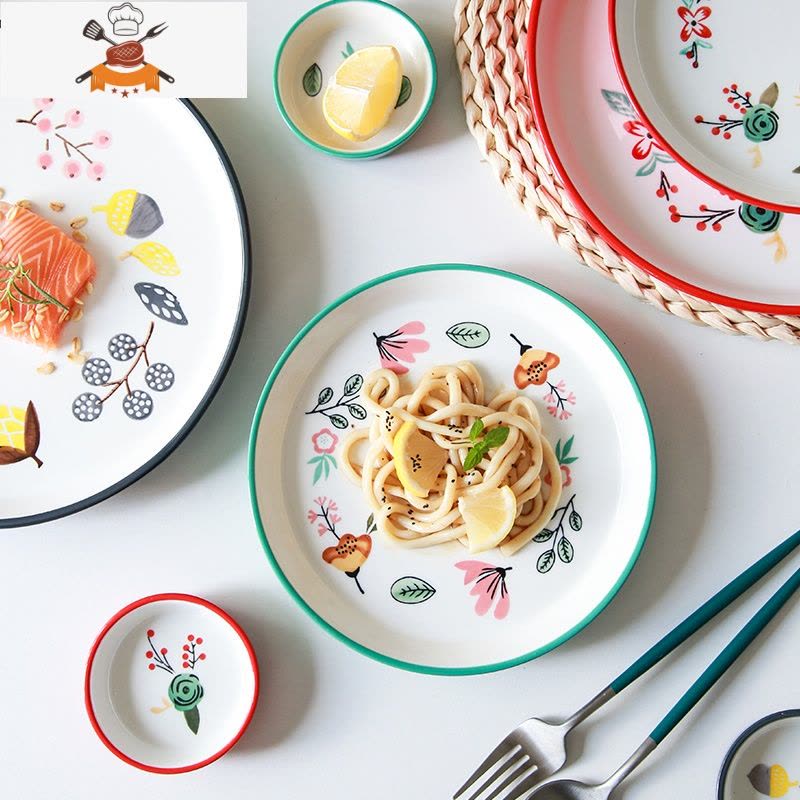 敬平盘子菜盘家用创意网红个性可爱的ins风新款套装组合鱼盘餐具碟子图片