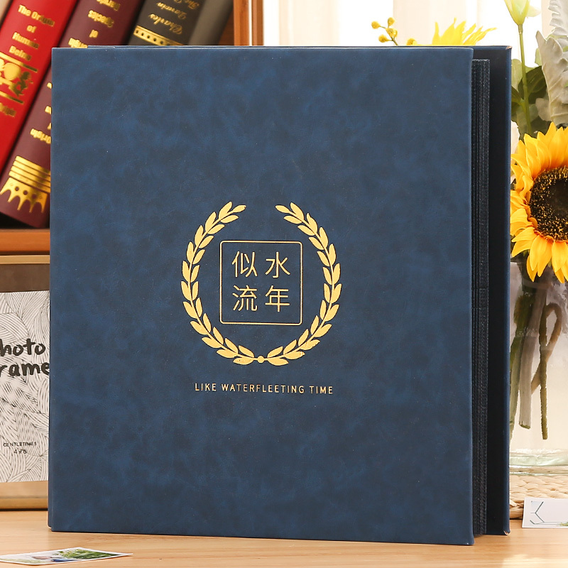 6寸800张过塑可放相册影集相册本纪念册插页式大容量情侣家庭 三维工匠 6寸800张[似水流年]贵族蓝