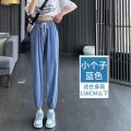 冰丝运动裤女夏薄款宽松高腰显瘦束脚裤胖mm速干跑步休闲裤 M建议95-115斤 蓝色小个子