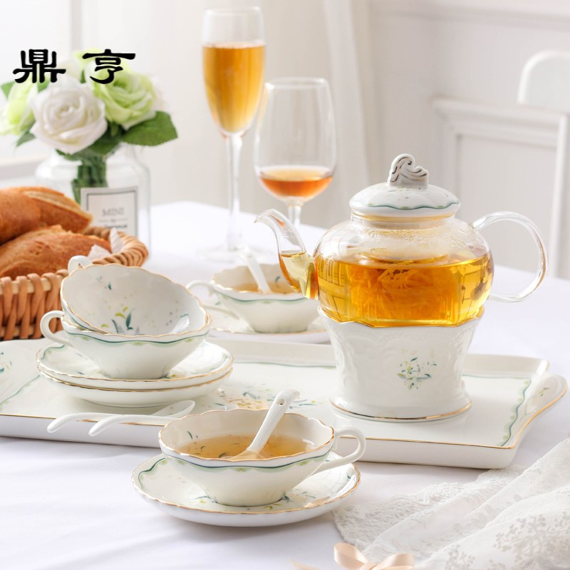 鼎亨欧式花茶茶具套装下午茶具家用玻璃煮水果花茶壶加热蜡烛花茶