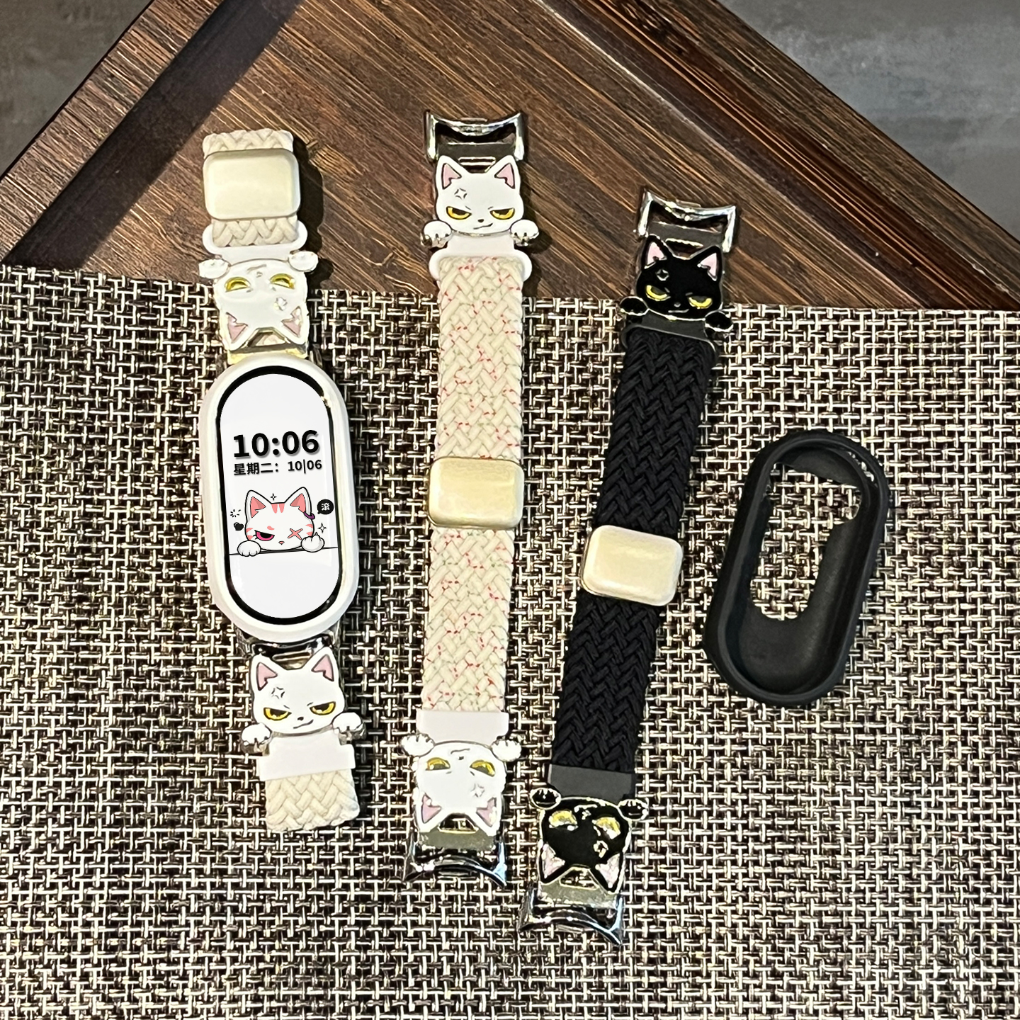 【招吉猫】适用于小米手环10表带9新款8猫咪尼龙7编织6磁吸3139B高清大图