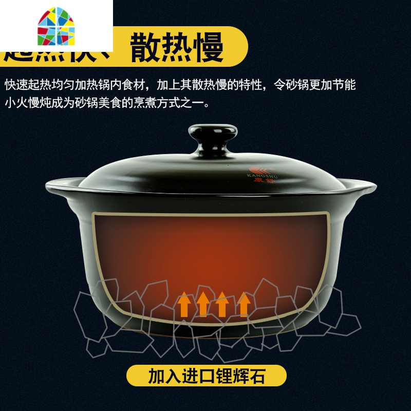 可高温炖锅家用明火直烧陶瓷砂锅米线专用沙锅煮粥汤煲汤锅 FENGHOU D#黑色无盖商用建议1-2人使用高清大图