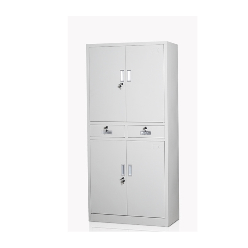 鸿业盛大简约现代中二斗双节文件柜850L*390W*1800H环保喷塑储物柜带锁可调节层板办公室大容量高清大图