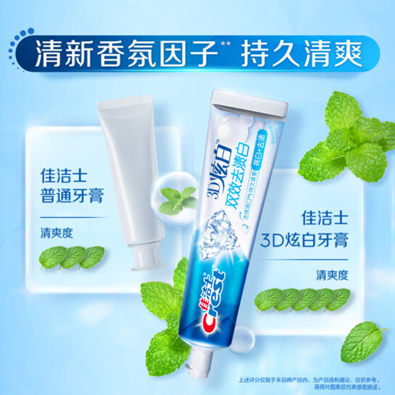 佳洁士 3D炫白牙膏 劲爽清新170g 防蛀 含氟牙膏 清新口气高清大图