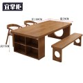 宜掌柜 木质 书 桌 木质写字桌1.6米+椅+长凳 套