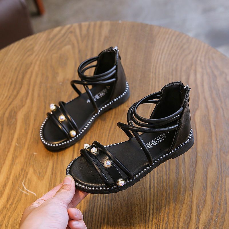 夏季韩版童鞋女童罗马凉鞋高帮儿童沙滩鞋平底学生小公主宝宝鞋子