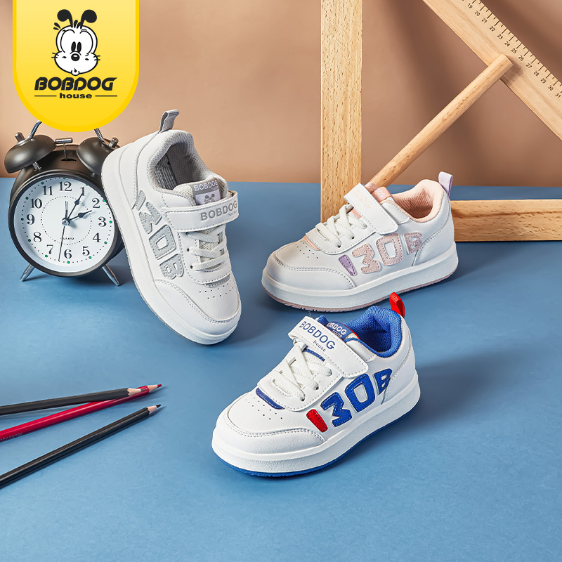 巴布豆house童鞋2023年春季新款中大童休闲小白鞋男女童轻便舒适板鞋BBS31733高清大图