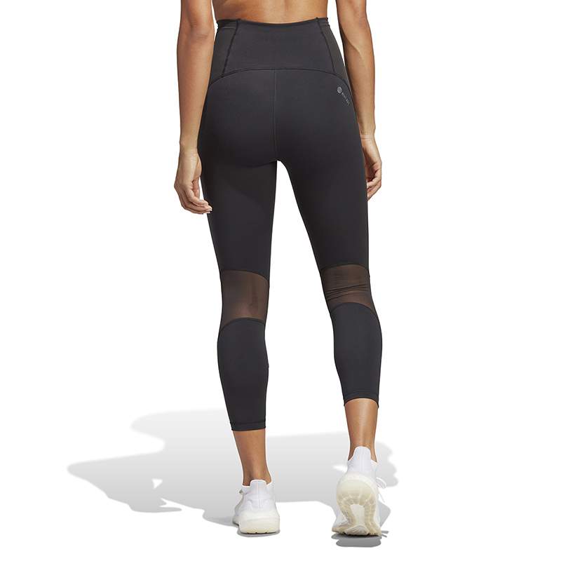 adidas 纯色高腰紧身运动裤 女款 黑色 HR5424