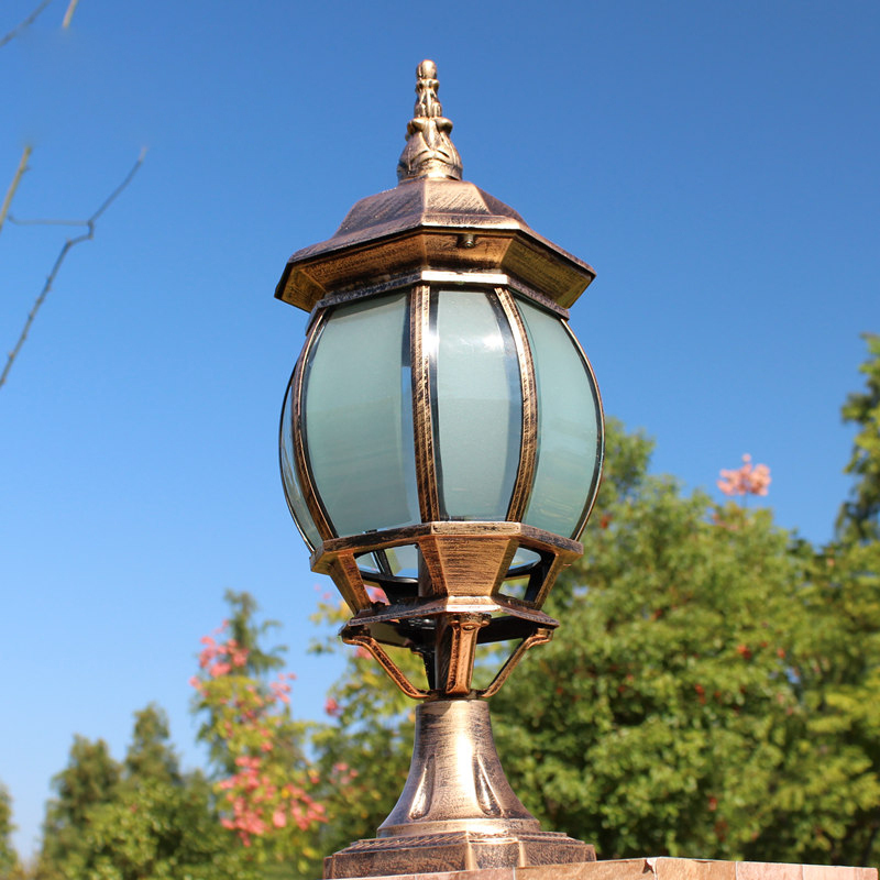 围墙灯柱头灯柱顶灯欧式南瓜室外柱灯具庭院别墅花园防水灯古铜色