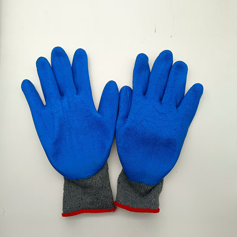 兴酉 灰纱蓝棉线防滑皱纹手套 MH-1 双高清大图