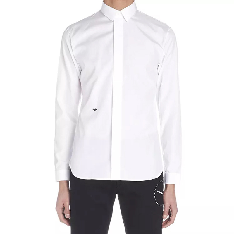 dior迪奥白色棉质蜜蜂刺绣男士商务休闲长袖衬衫参数
