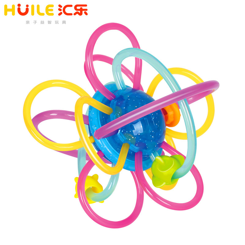 汇乐玩具(HUILE TOYS)星河牙胶球 619A 牙胶哈顿球摇铃抓握玩具婴儿宝宝手抓球磨牙