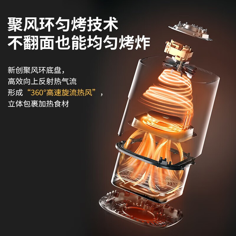 小熊(bear)空气炸锅 6L大容量 可视免翻面 智能预约大功率烤炸箱一体多功能电炸锅 QZG-P16G3 米黄色/台高清大图