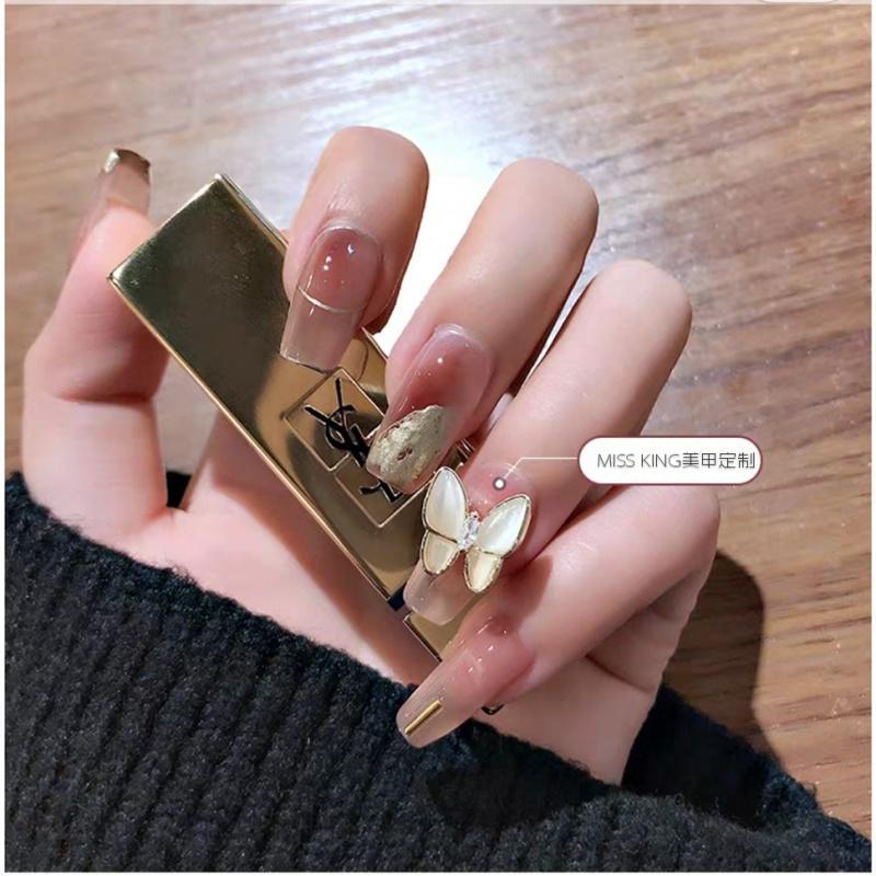 小红书抖音网红款立体蝴蝶可穿戴美甲成品光疗洛滑甲贴片假指甲片l码