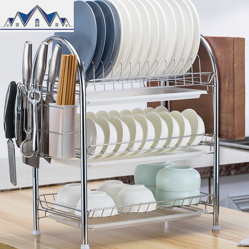 收纳盒置物架三层家用沥水架厨房橱柜碗架碗盘用品储物神器_2_488高清大图