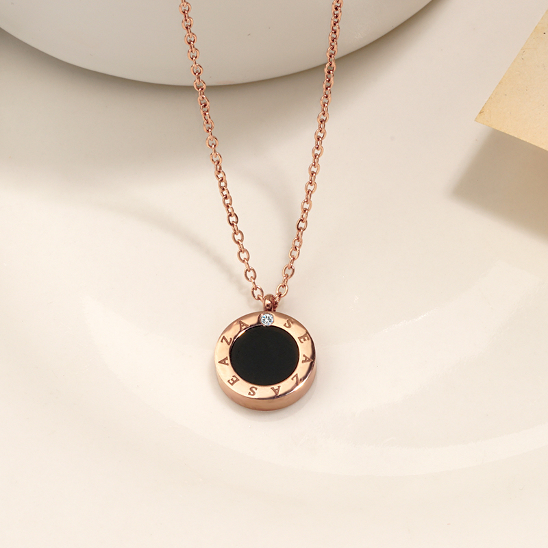 沙金指环项链镶莫桑钻含证书锁骨链女士玫瑰金色钛钢心型久不掉色送女朋友老婆情人节七夕生日礼物