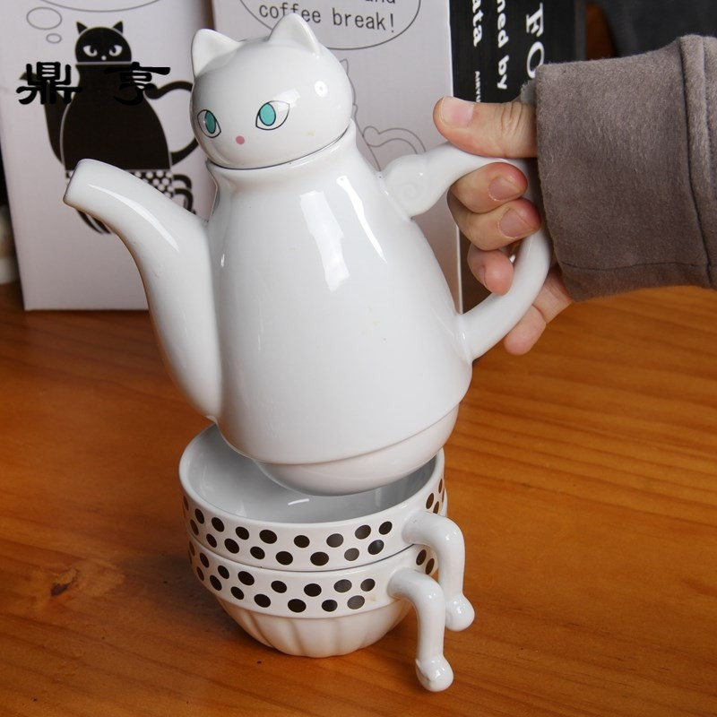 鼎亨日本创意陶瓷小茶壶套装家用个性泡茶水壶带过滤网英式茶具红