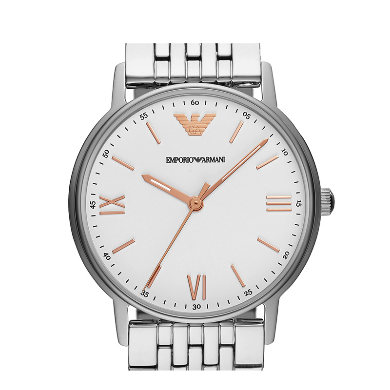 阿玛尼(EMPORIO ARMANI) 手表 经典时尚情侣表 简约薄款钢带情侣腕表 商务石英手表 AR80014