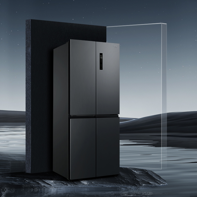 TCL 405升T3晶岩灰十字四门超薄双变频养鲜冰箱 33分贝低音 一级能效 风冷无霜时尚冰箱 R405T3-U晶岩灰高清大图