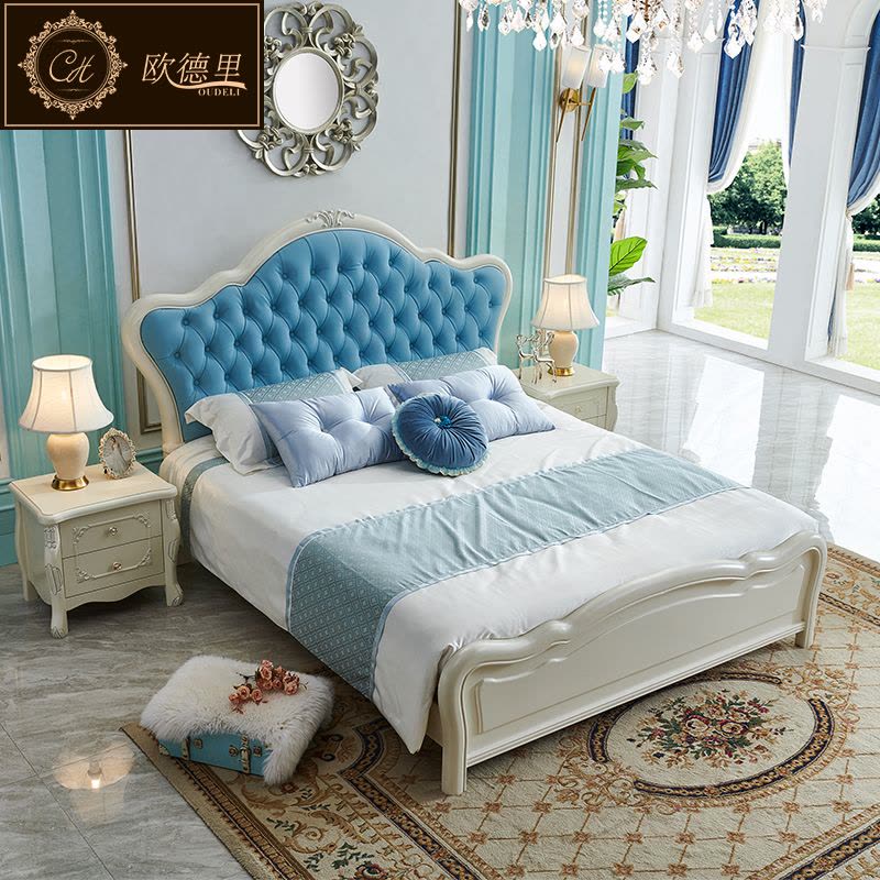 欧式床主卧双人1.8米法式实木雕花床皮床简欧田园公主婚床图片