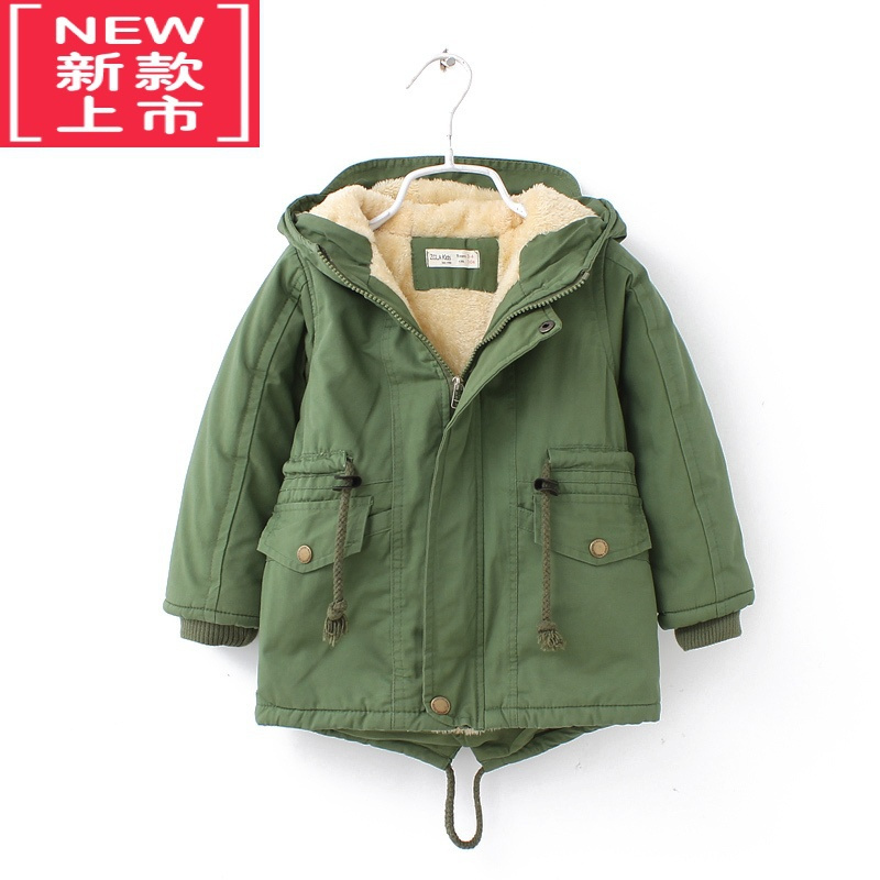 可莉允热卖冬季男女童加绒加厚燕尾服棉风衣外套儿童中小童棉服