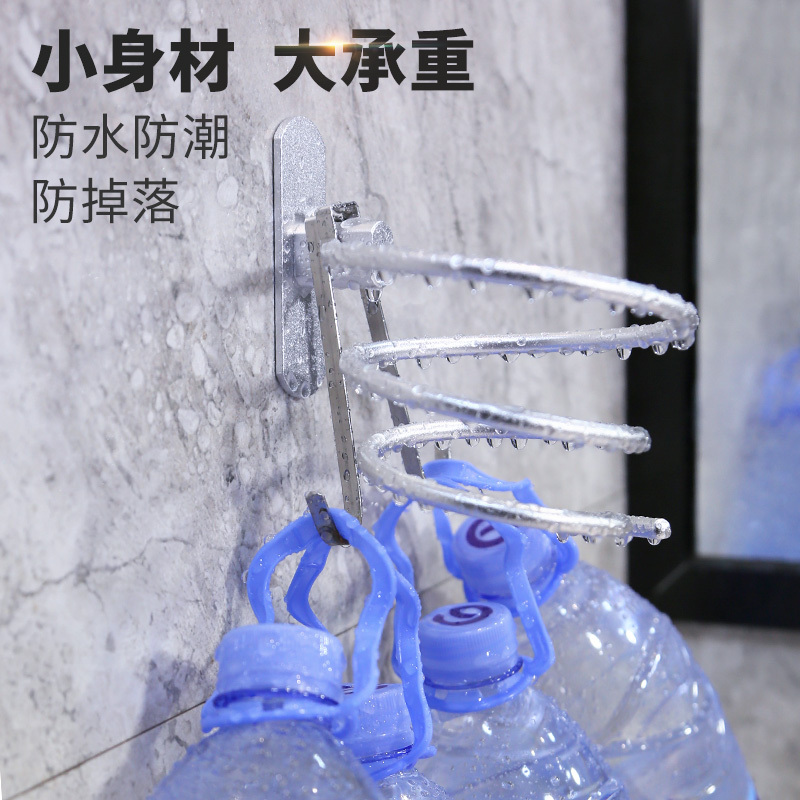 免打孔吹风机置物架CIAA壁挂式电吹风筒置物架风筒架浴室卫生间挂架 银色扁头吹风机架