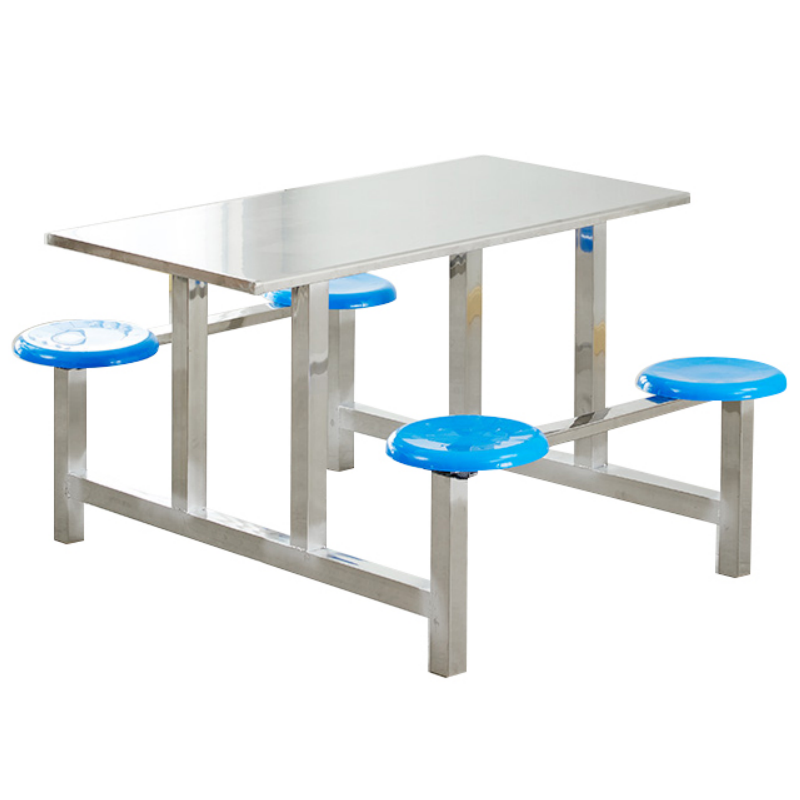 铭思达不锈钢连体餐桌四人位套高清大图