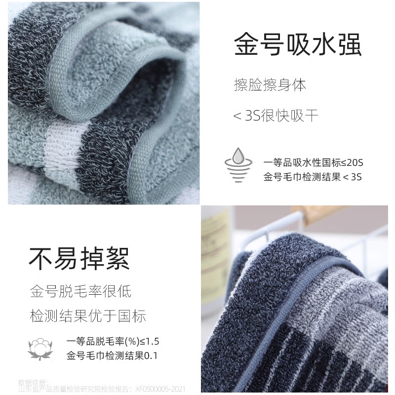 金号加厚40支精梳棉高端欧式毛巾家用男女纯棉洗脸巾全棉柔软LH1303 2条装(绿+棕) 80*38CM高清大图