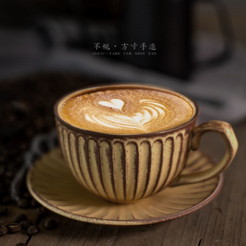 [单杯]不带碟 -颜色可备注 复古咖啡杯碟套装手工日式拉花杯欧式小奢华粗陶瓷手冲咖啡杯推荐